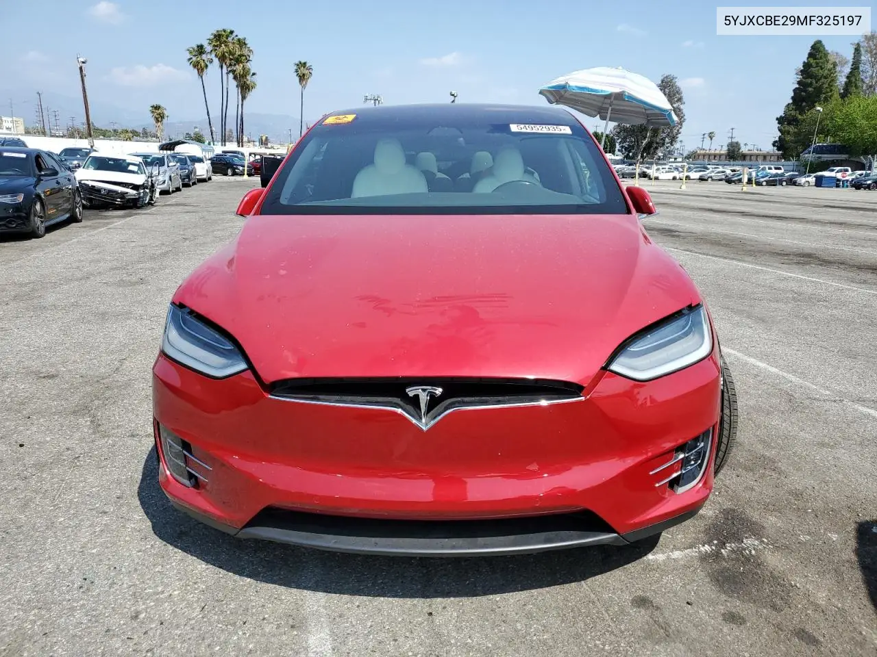 2021 Tesla Model X VIN: 5YJXCBE29MF325197 Lot: 54952935