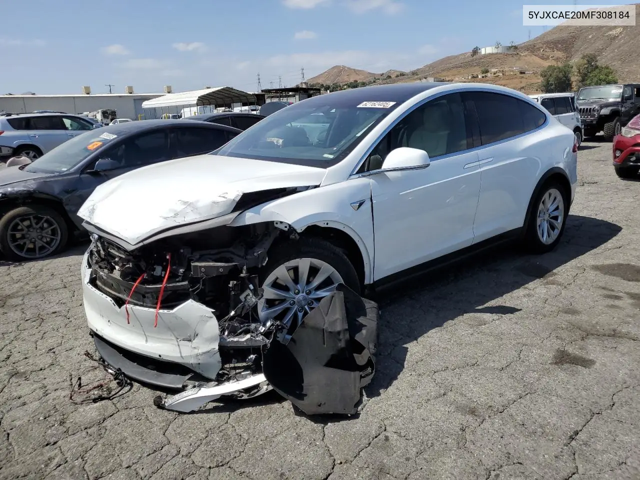 2021 Tesla Model X VIN: 5YJXCAE20MF308184 Lot: 62162405