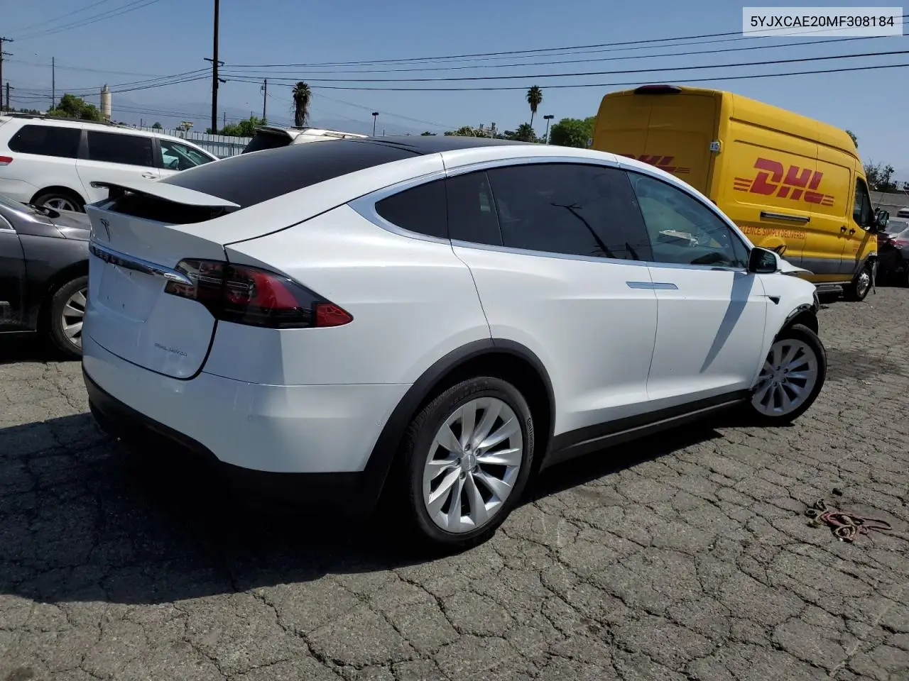 2021 Tesla Model X VIN: 5YJXCAE20MF308184 Lot: 62162405