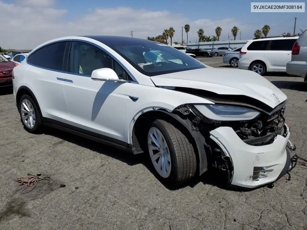 2021 Tesla Model X VIN: 5YJXCAE20MF308184 Lot: 62162405