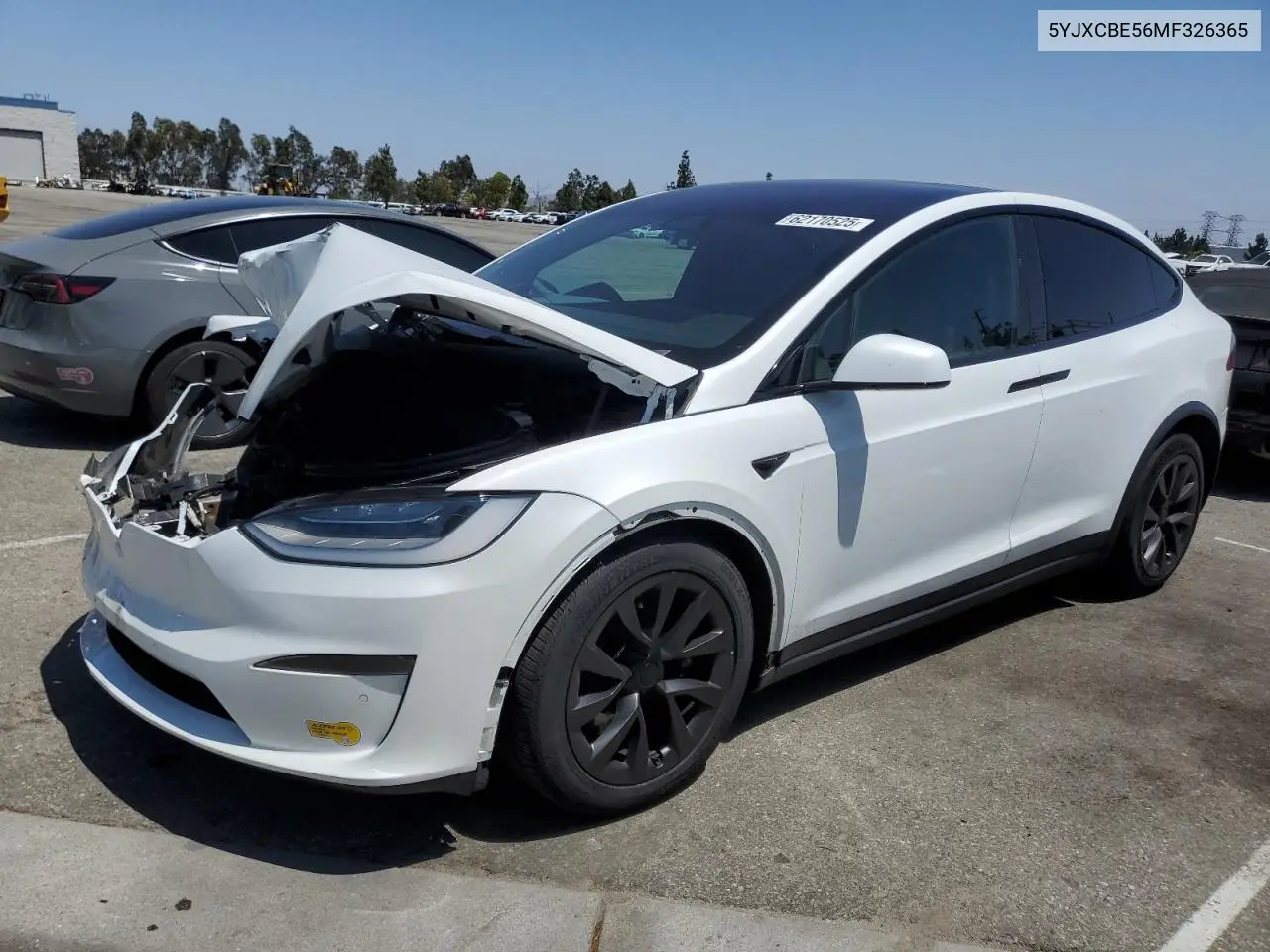 2021 Tesla Model X VIN: 5YJXCBE56MF326365 Lot: 62170525