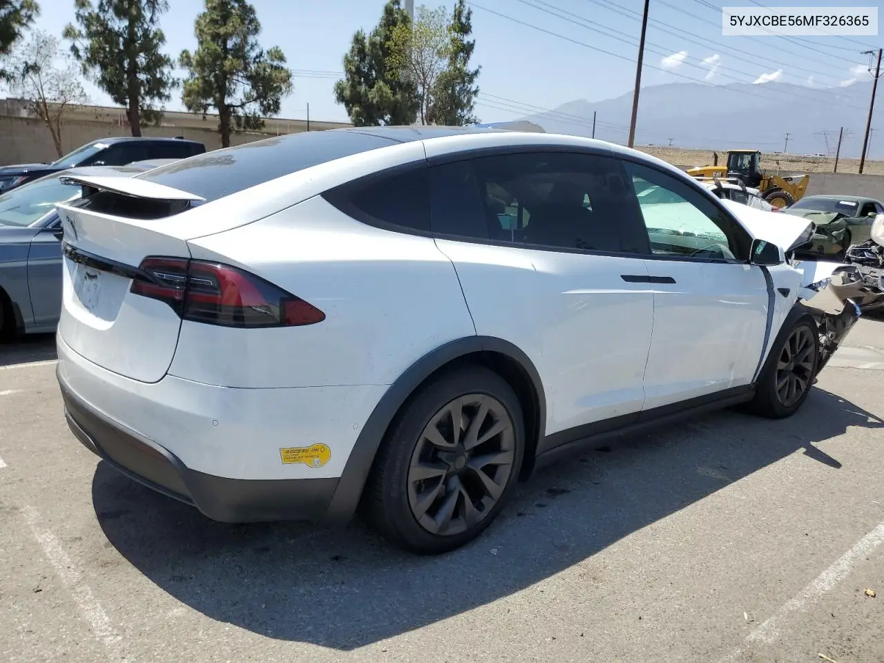 2021 Tesla Model X VIN: 5YJXCBE56MF326365 Lot: 62170525