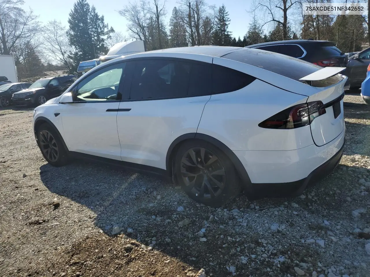 2022 Tesla Model X VIN: 7SAXCDE51NF342652 Lot: 42756105