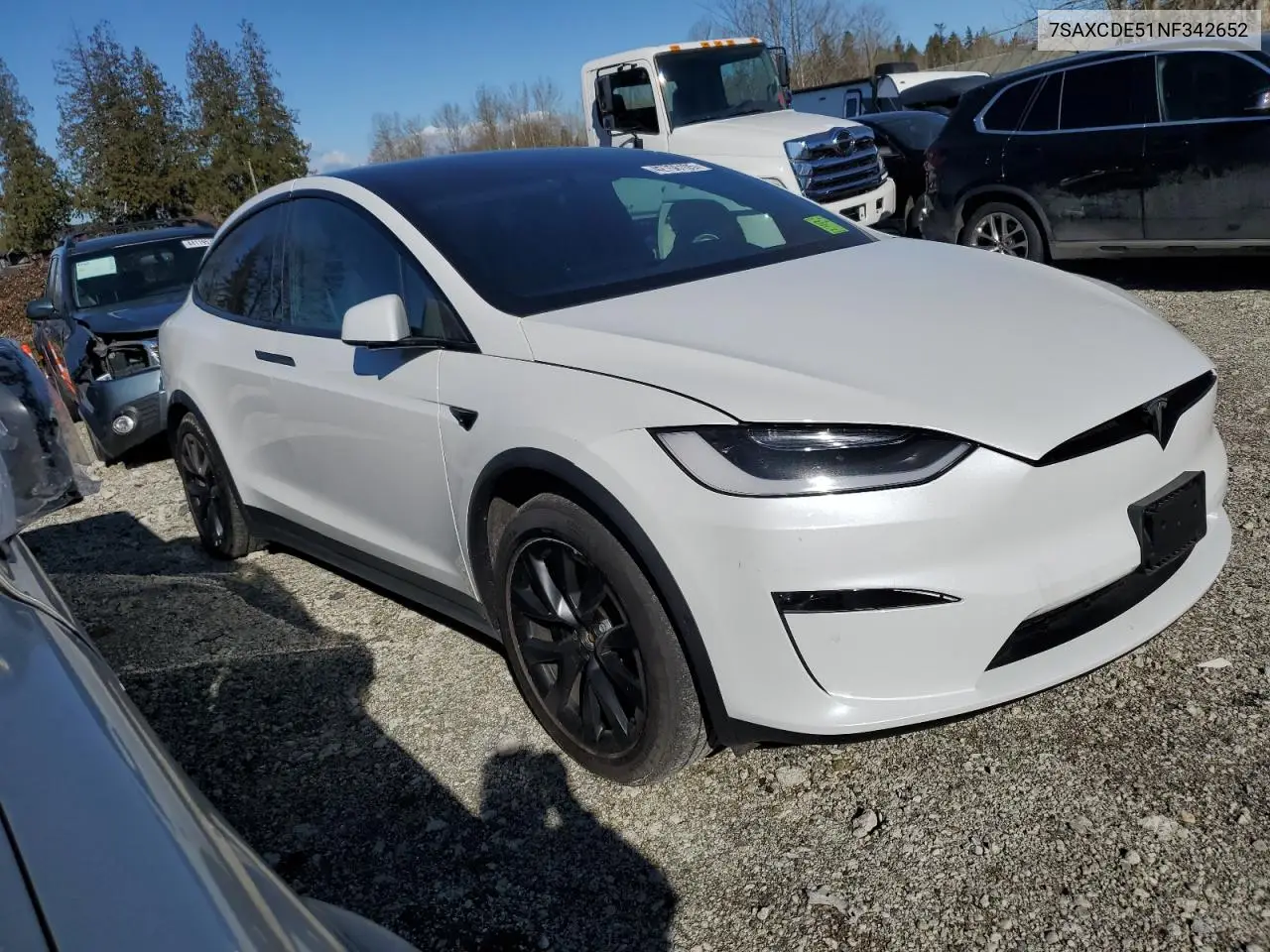 2022 Tesla Model X VIN: 7SAXCDE51NF342652 Lot: 42756105