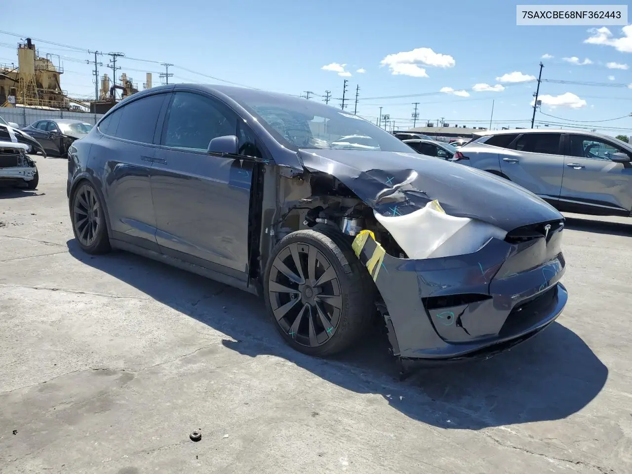 2022 Tesla Model X VIN: 7SAXCBE68NF362443 Lot: 51074015
