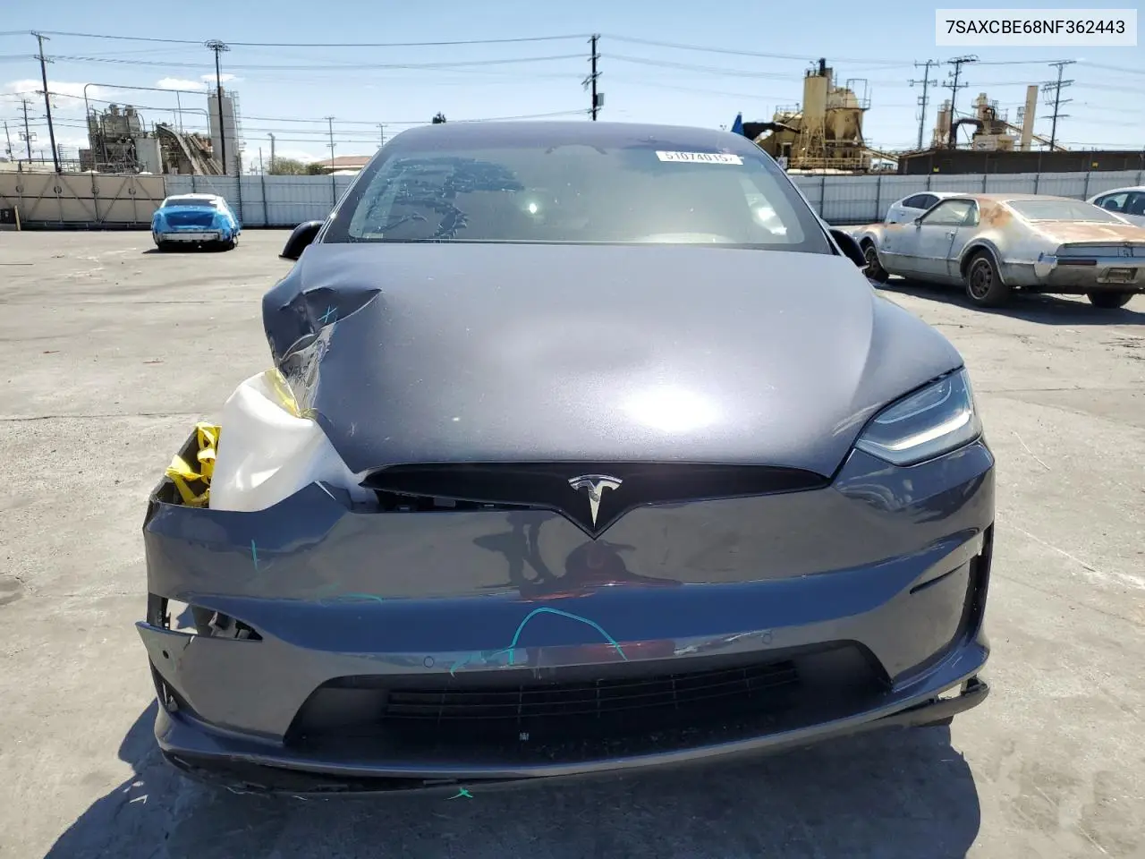 2022 Tesla Model X VIN: 7SAXCBE68NF362443 Lot: 51074015