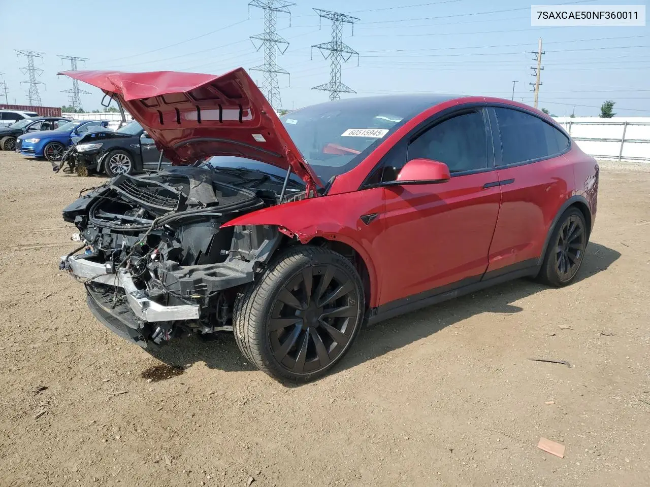 2022 Tesla Model X VIN: 7SAXCAE50NF360011 Lot: 60515945