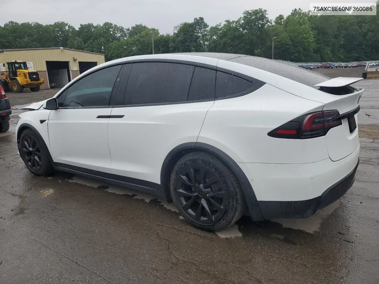 2022 Tesla Model X VIN: 7SAXCBE60NF360086 Lot: 62696045