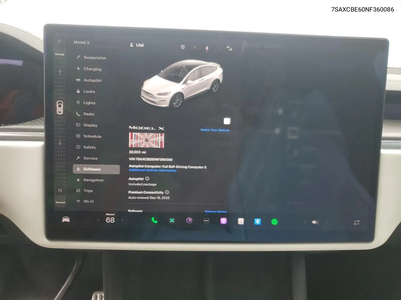 2022 Tesla Model X VIN: 7SAXCBE60NF360086 Lot: 62696045