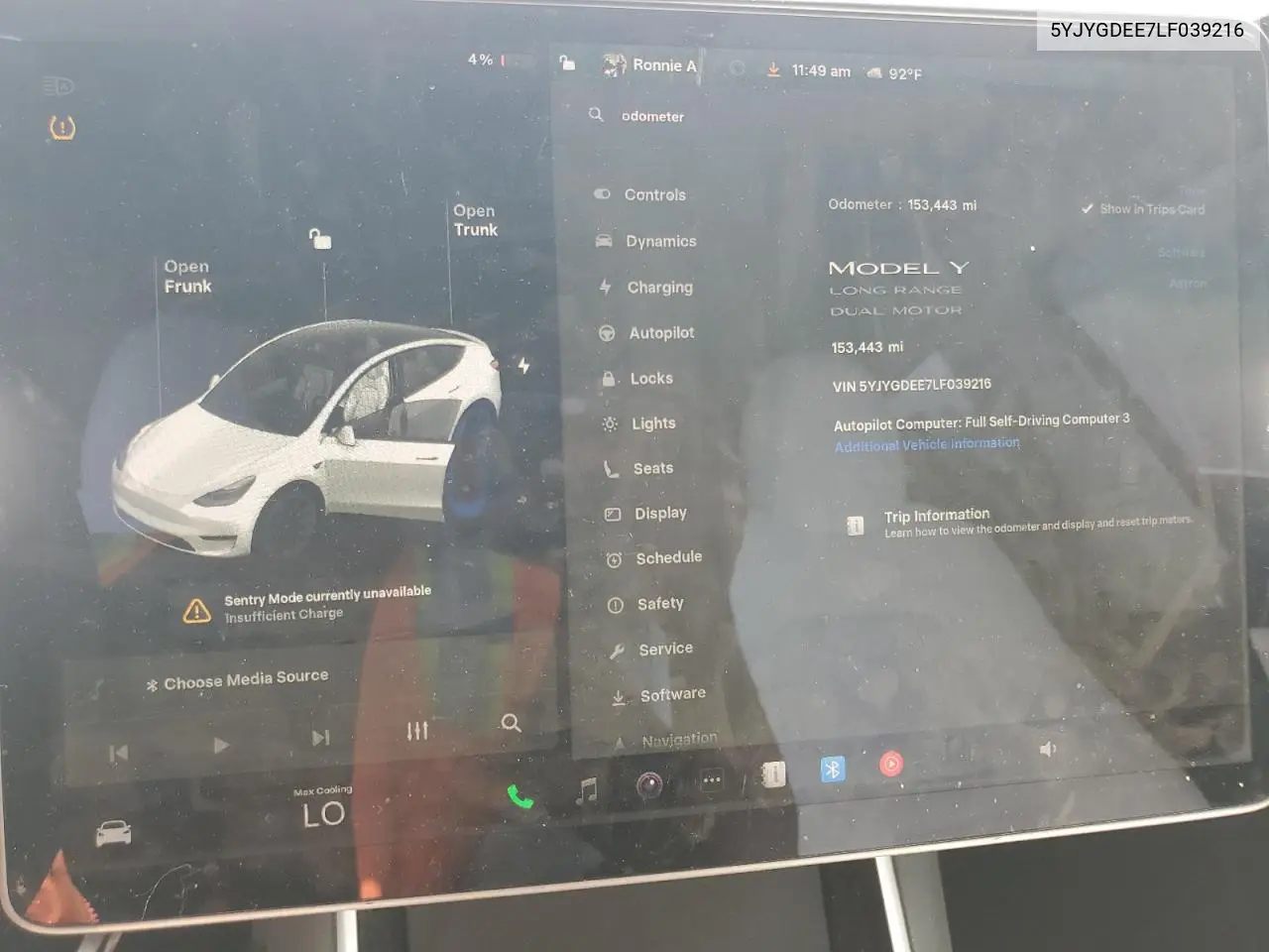 2020 Tesla Model Y VIN: 5YJYGDEE7LF039216 Lot: 60645965