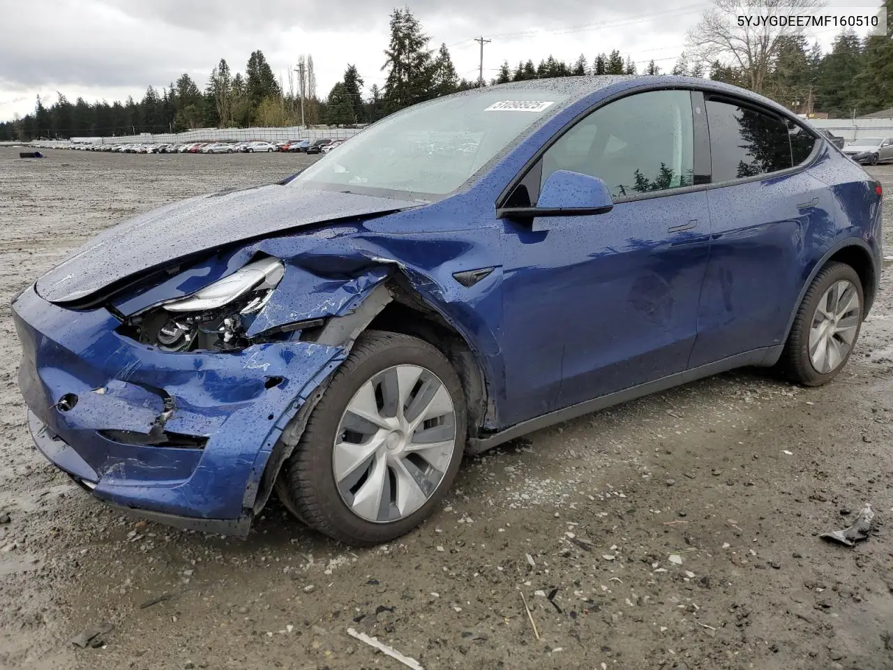 2021 Tesla Model Y VIN: 5YJYGDEE7MF160510 Lot: 51098925