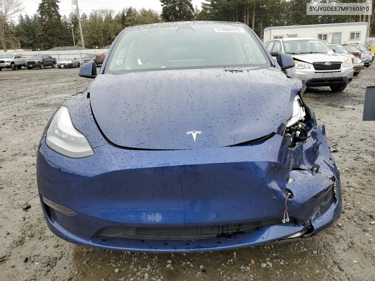 2021 Tesla Model Y VIN: 5YJYGDEE7MF160510 Lot: 51098925