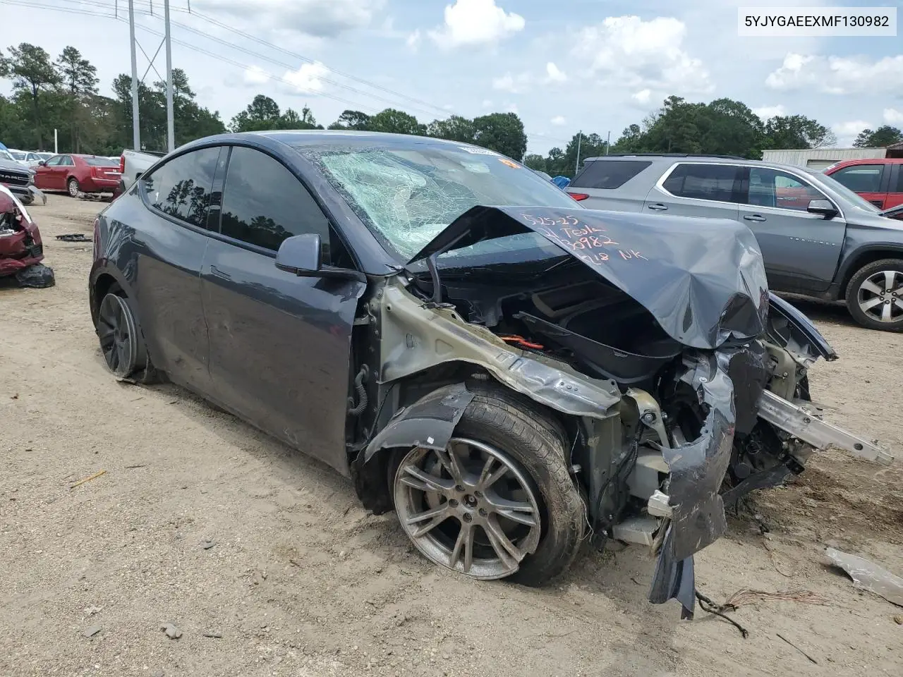 2021 Tesla Model Y VIN: 5YJYGAEEXMF130982 Lot: 58803655