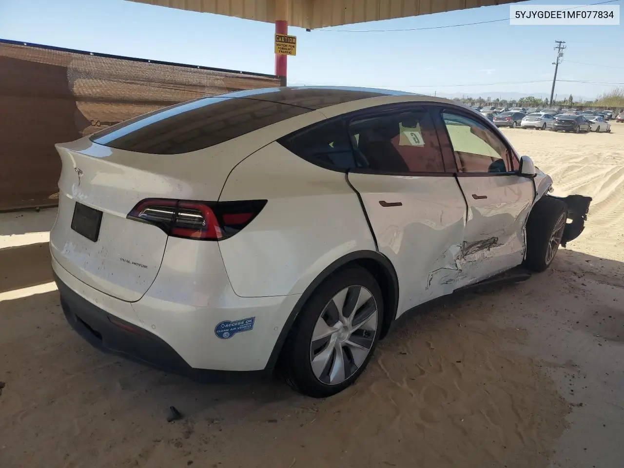 2021 Tesla Model Y VIN: 5YJYGDEE1MF077834 Lot: 59222245