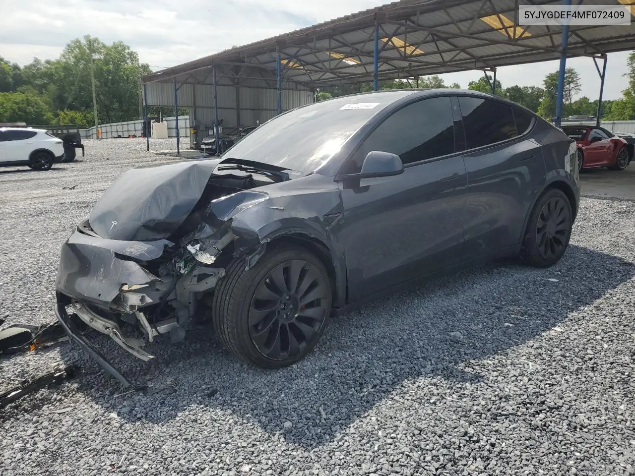 2021 Tesla Model Y VIN: 5YJYGDEF4MF072409 Lot: 62225145