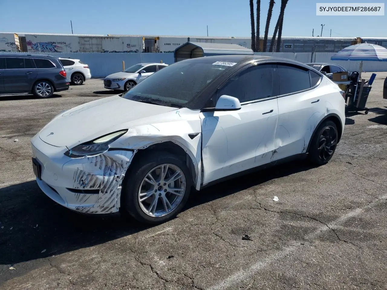 2021 Tesla Model Y VIN: 5YJYGDEE7MF286687 Lot: 62786395