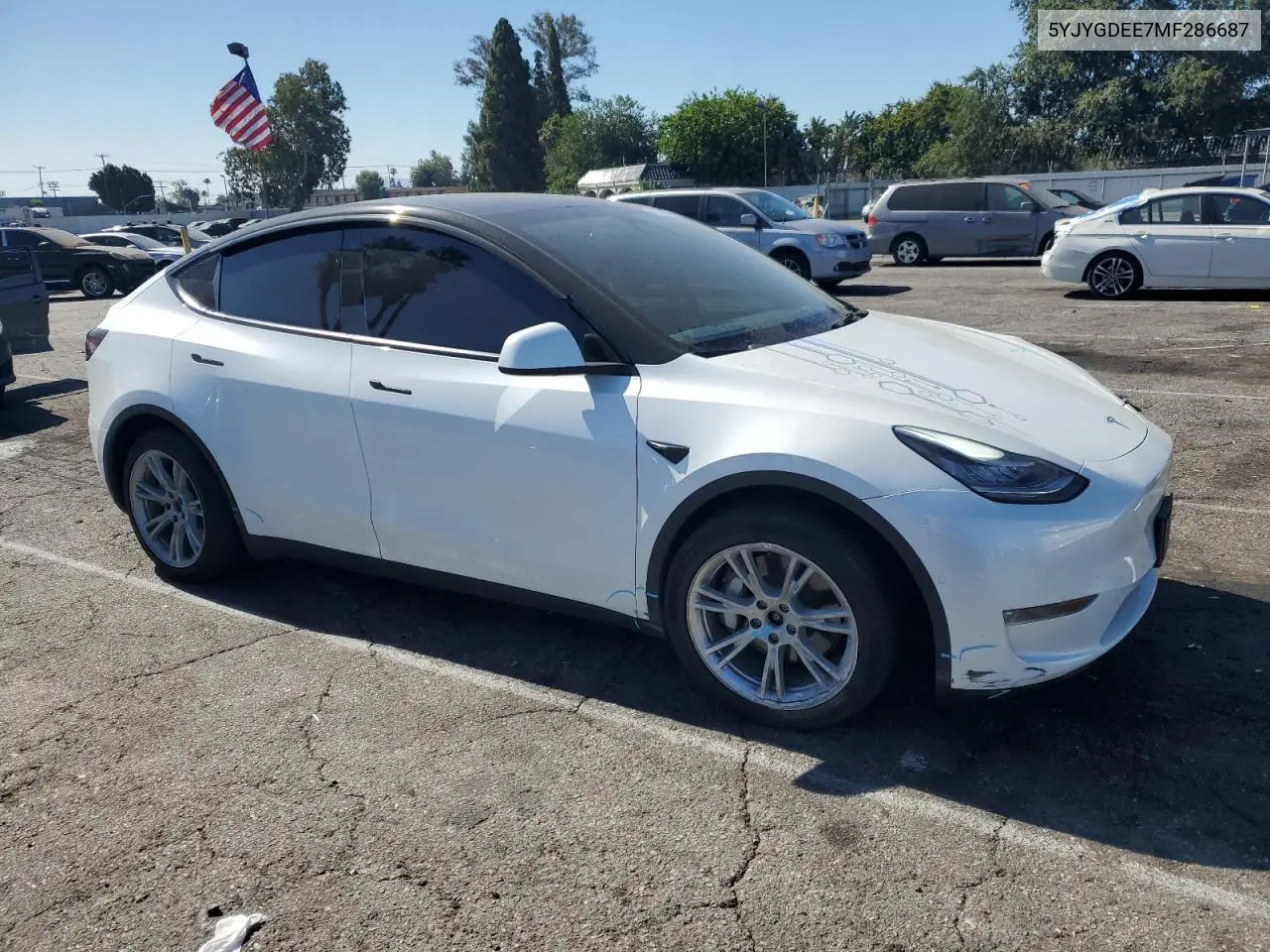 2021 Tesla Model Y VIN: 5YJYGDEE7MF286687 Lot: 62786395