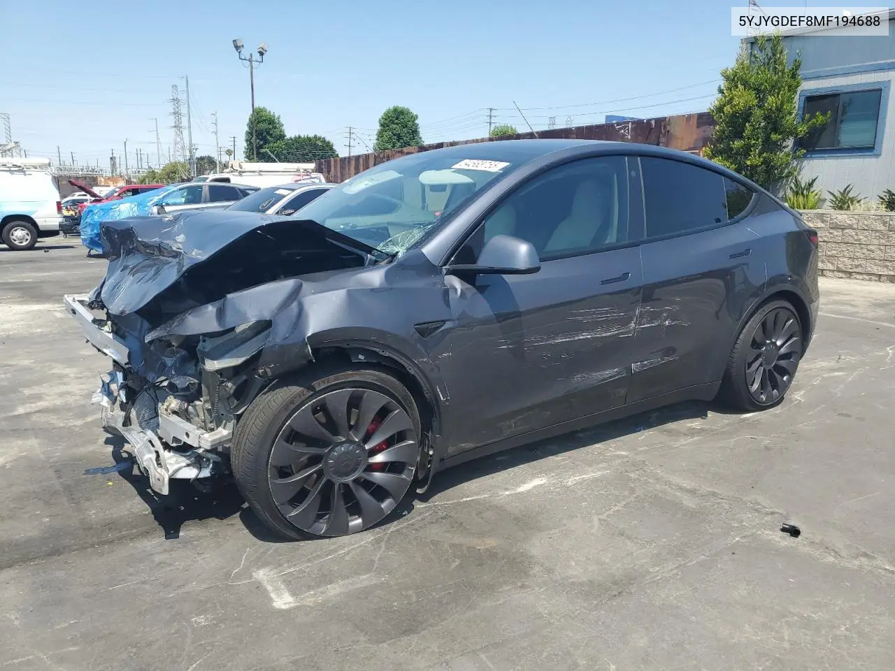2021 Tesla Model Y VIN: 5YJYGDEF8MF194688 Lot: 64663755
