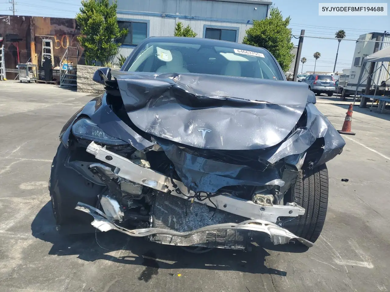 2021 Tesla Model Y VIN: 5YJYGDEF8MF194688 Lot: 64663755