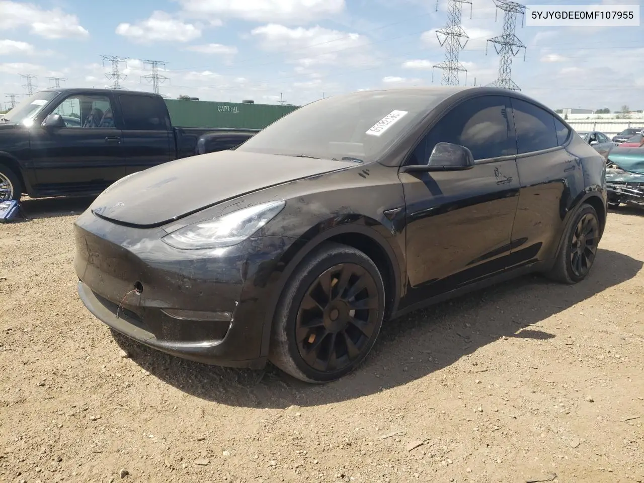 2021 Tesla Model Y VIN: 5YJYGDEE0MF107955 Lot: 65192185