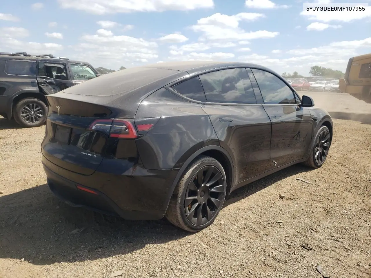 2021 Tesla Model Y VIN: 5YJYGDEE0MF107955 Lot: 65192185