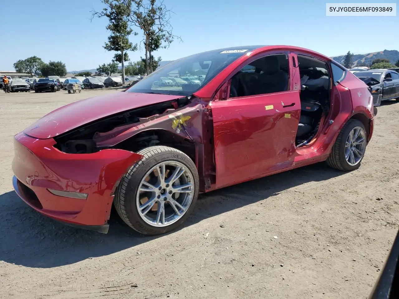 2021 Tesla Model Y VIN: 5YJYGDEE6MF093849 Lot: 65717535