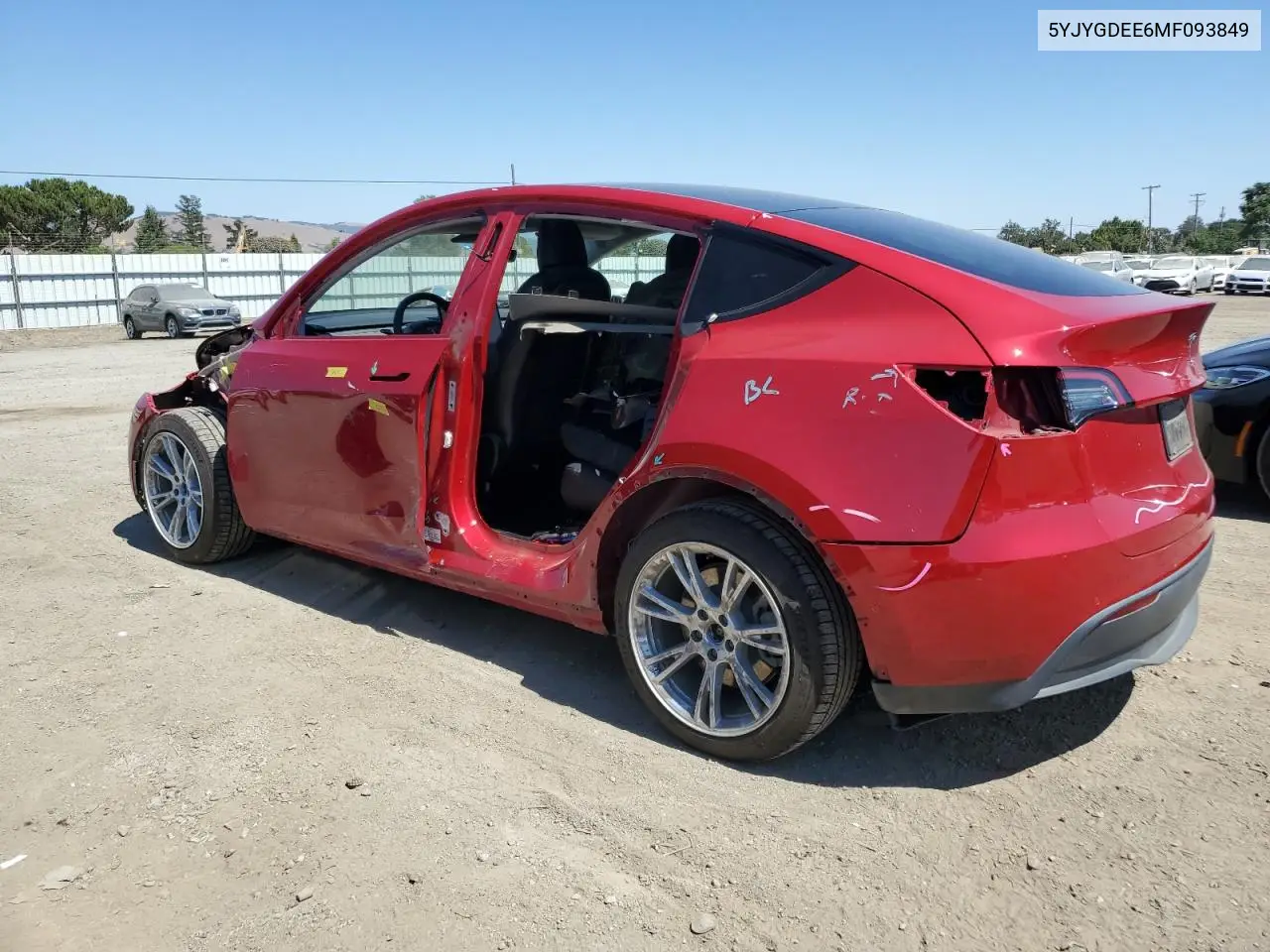 2021 Tesla Model Y VIN: 5YJYGDEE6MF093849 Lot: 65717535
