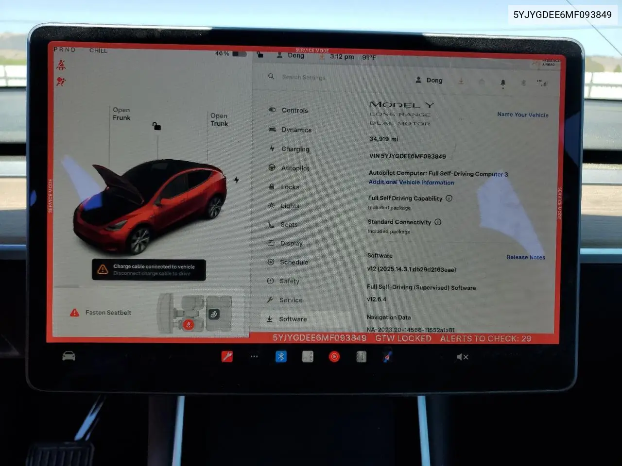 2021 Tesla Model Y VIN: 5YJYGDEE6MF093849 Lot: 65717535