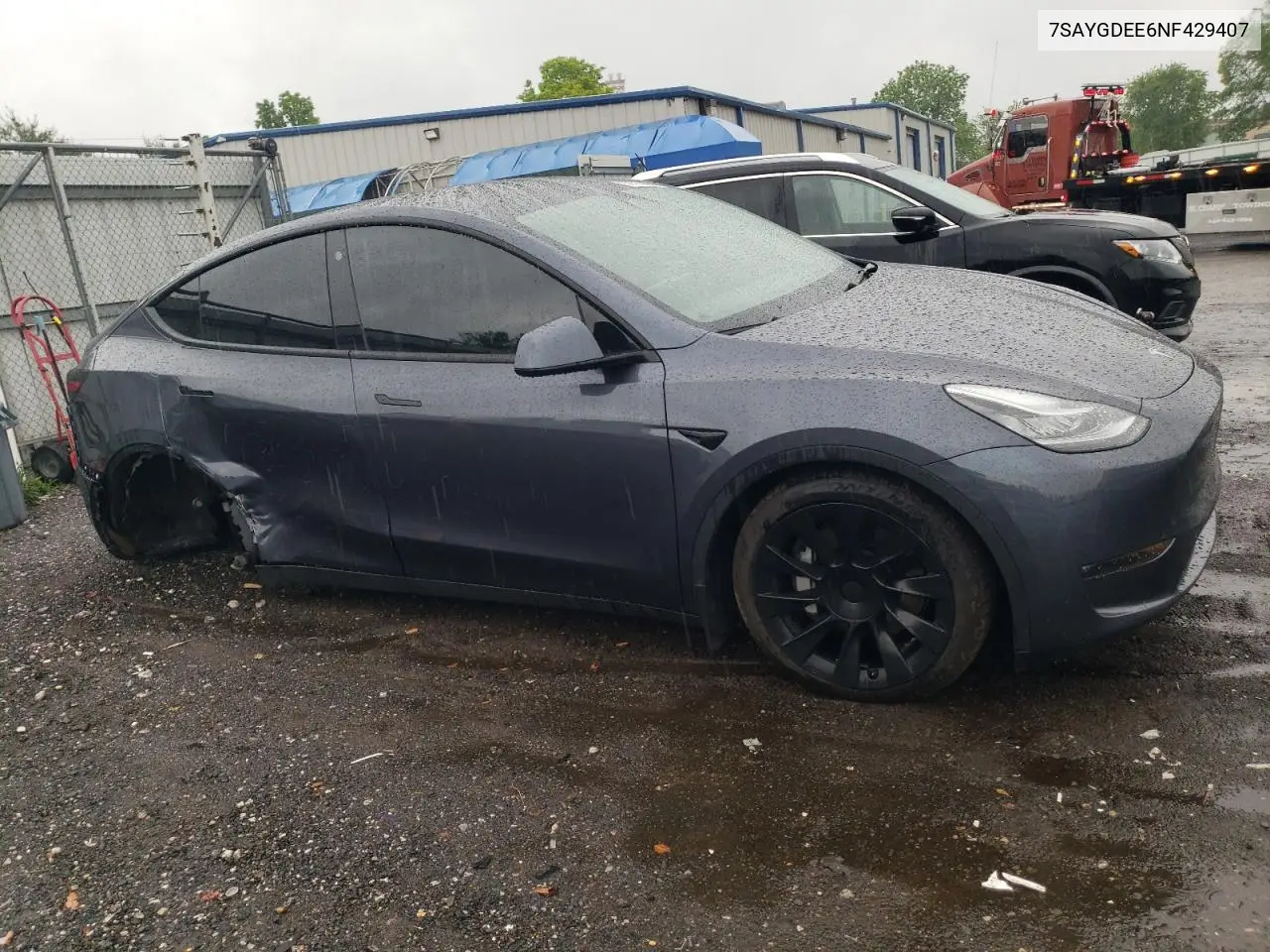 2022 Tesla Model Y VIN: 7SAYGDEE6NF429407 Lot: 52727905