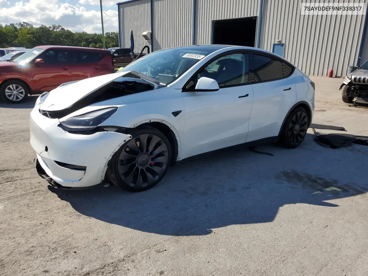 2022 Tesla Model Y VIN: 7SAYGDEF9NF338317 Lot: 56992835