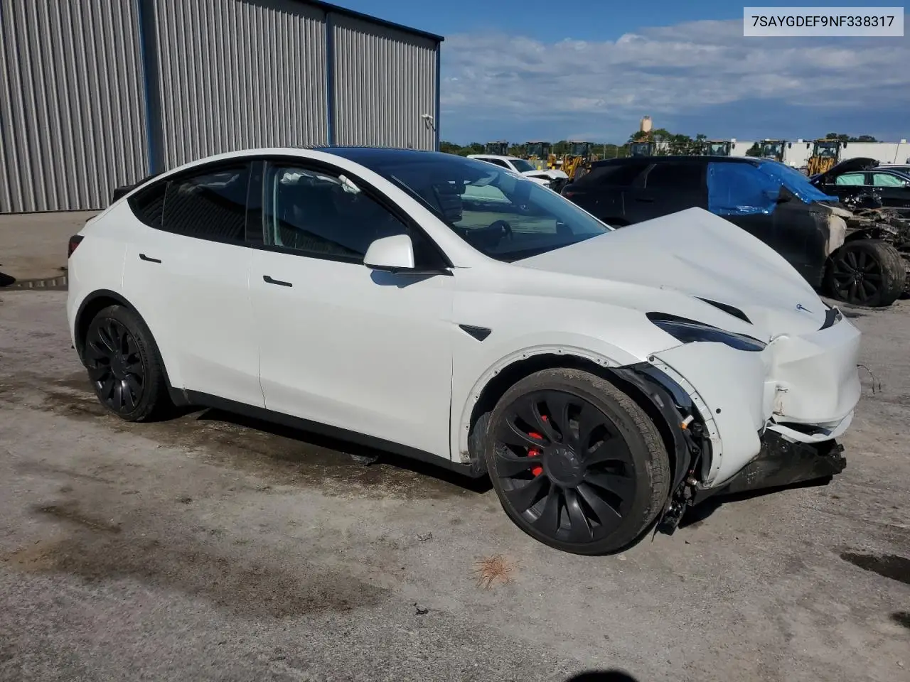 2022 Tesla Model Y VIN: 7SAYGDEF9NF338317 Lot: 56992835