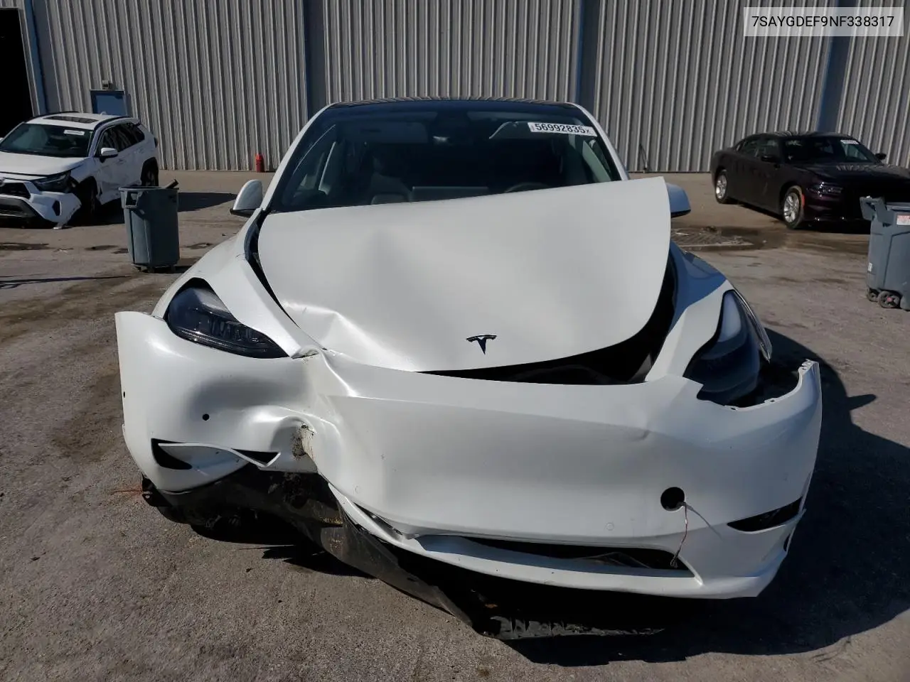 2022 Tesla Model Y VIN: 7SAYGDEF9NF338317 Lot: 56992835