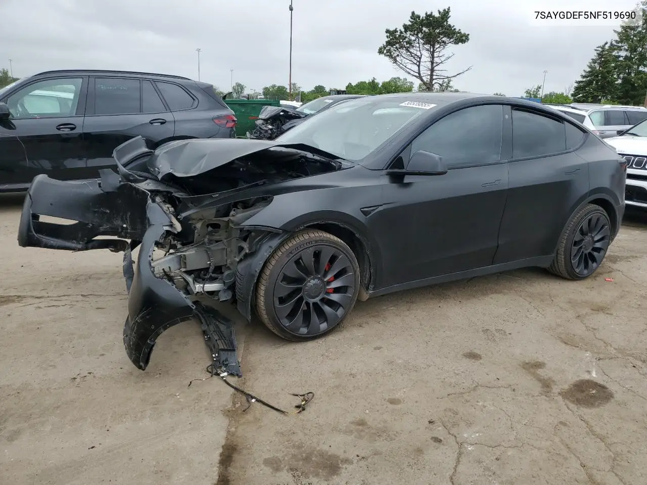 2022 Tesla Model Y VIN: 7SAYGDEF5NF519690 Lot: 58539855