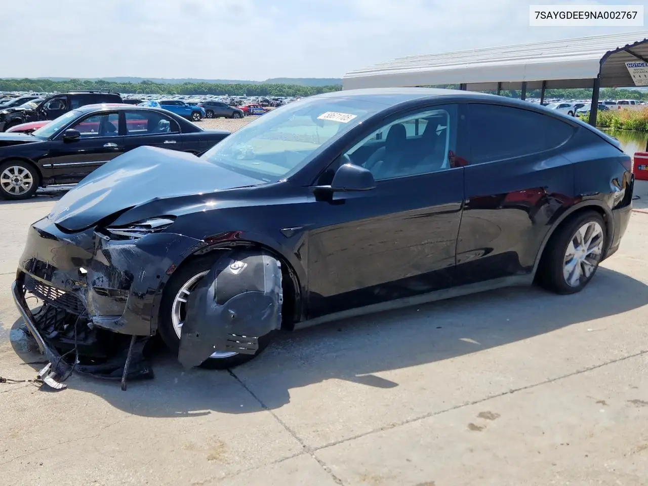 2022 Tesla Model Y VIN: 7SAYGDEE9NA002767 Lot: 58671105