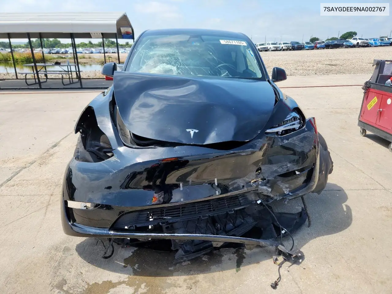2022 Tesla Model Y VIN: 7SAYGDEE9NA002767 Lot: 58671105