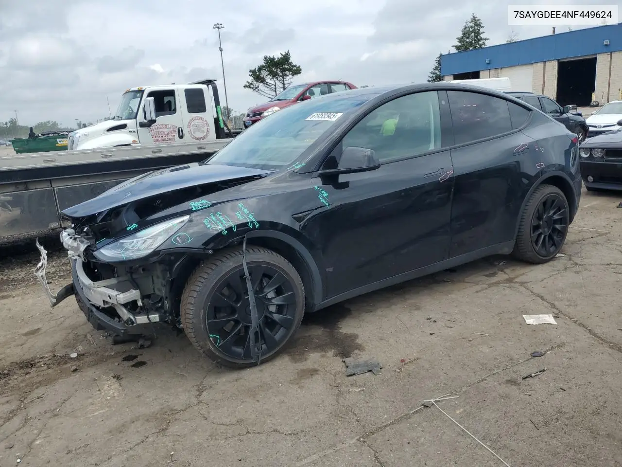 2022 Tesla Model Y VIN: 7SAYGDEE4NF449624 Lot: 61930345