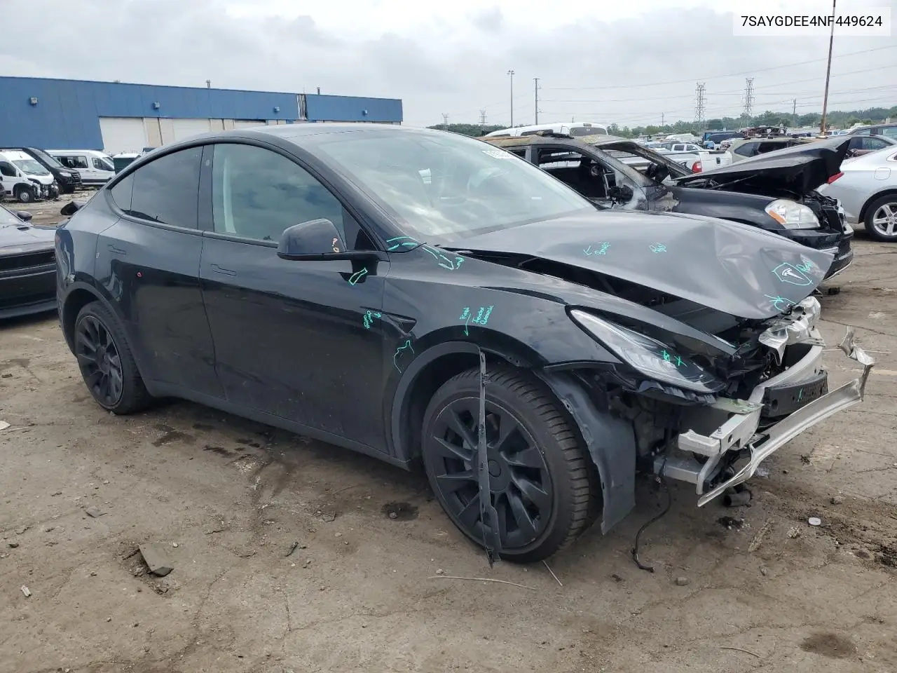 2022 Tesla Model Y VIN: 7SAYGDEE4NF449624 Lot: 61930345