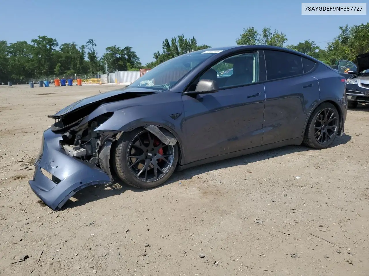 2022 Tesla Model Y VIN: 7SAYGDEF9NF387727 Lot: 61992705
