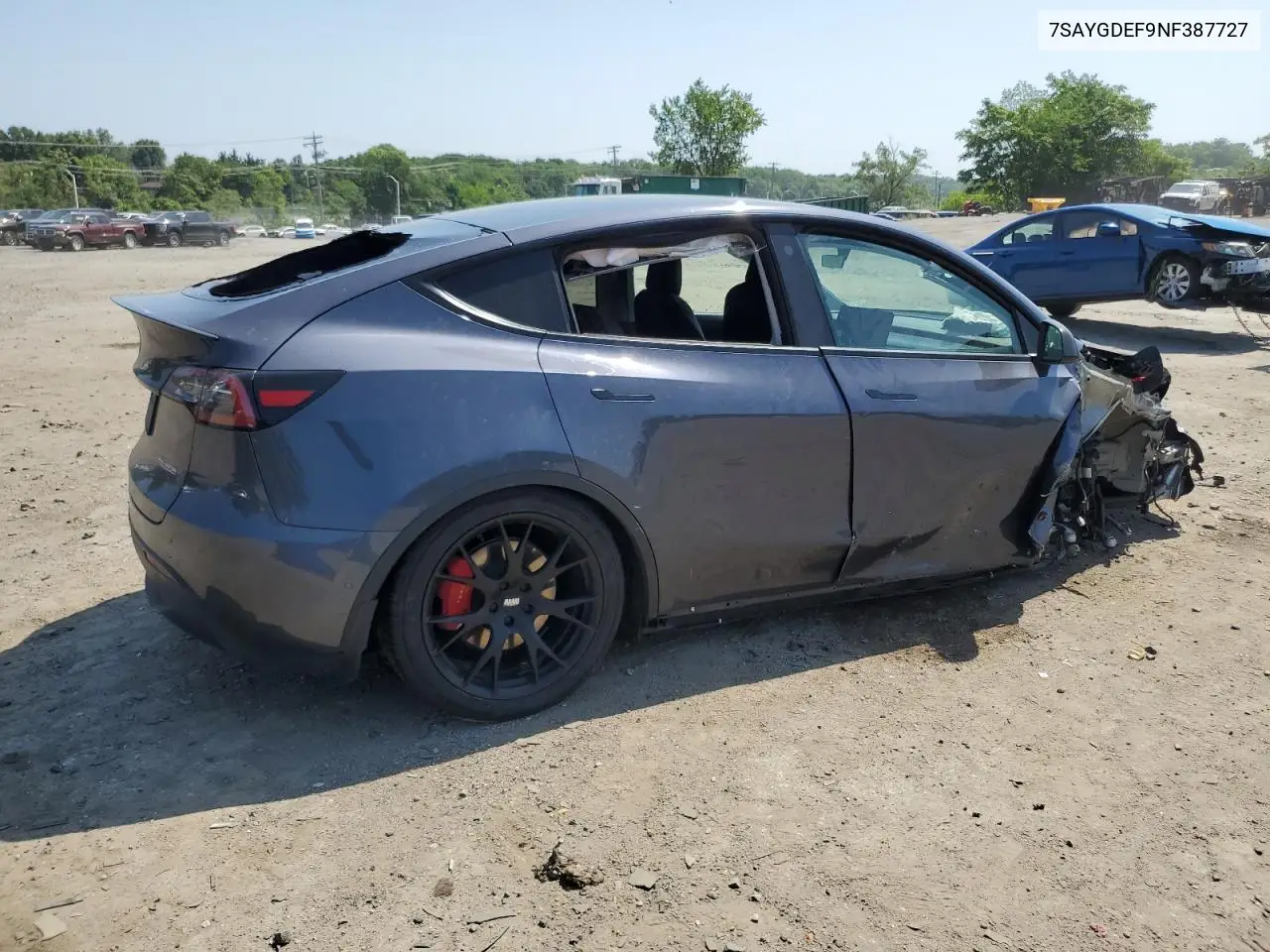 2022 Tesla Model Y VIN: 7SAYGDEF9NF387727 Lot: 61992705