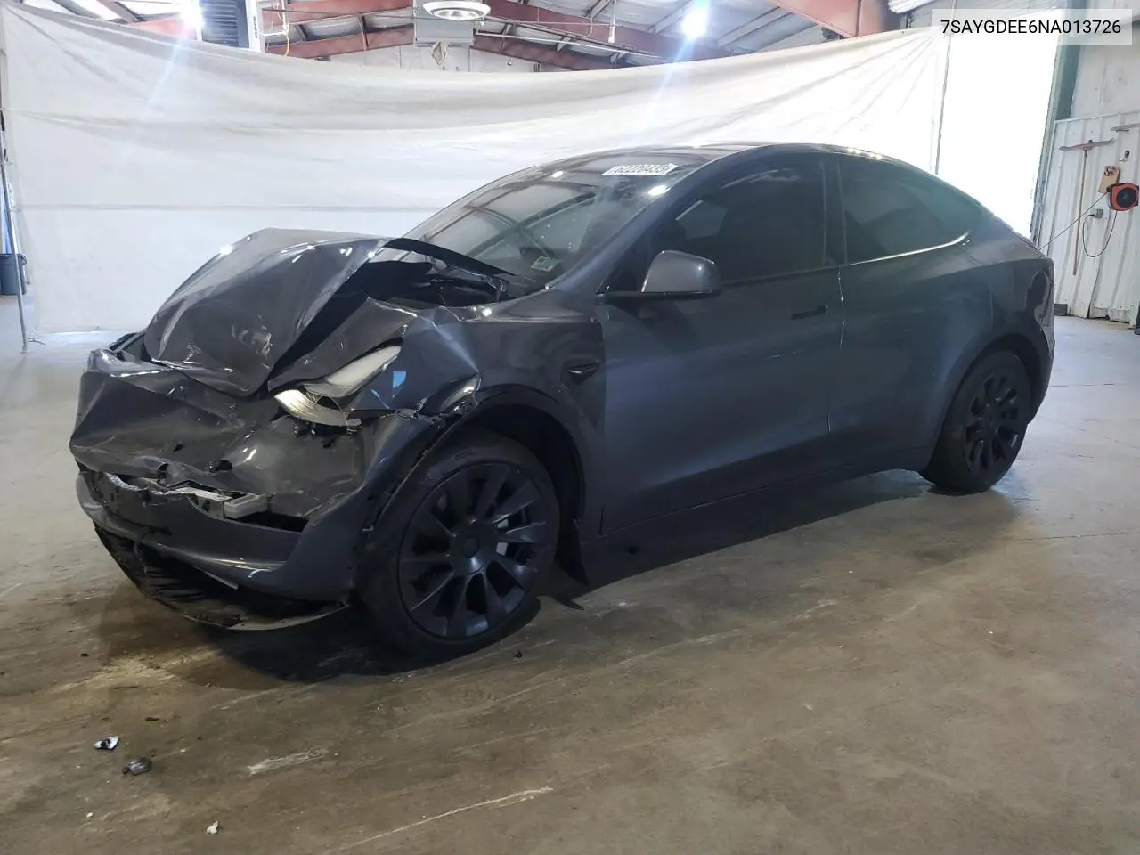 2022 Tesla Model Y VIN: 7SAYGDEE6NA013726 Lot: 62220435