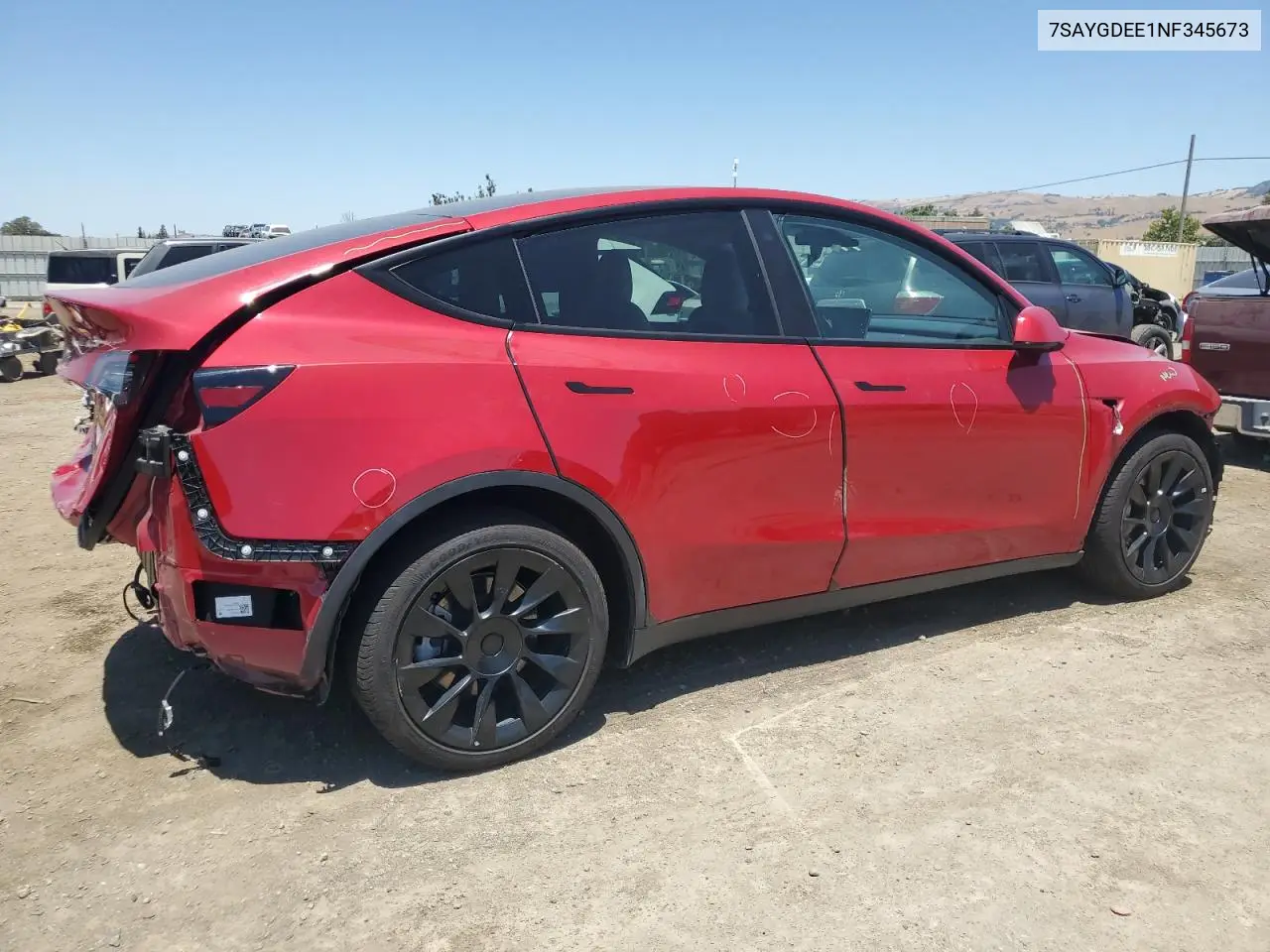 2022 Tesla Model Y VIN: 7SAYGDEE1NF345673 Lot: 62370855