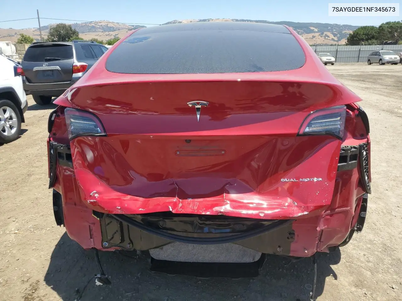 2022 Tesla Model Y VIN: 7SAYGDEE1NF345673 Lot: 62370855