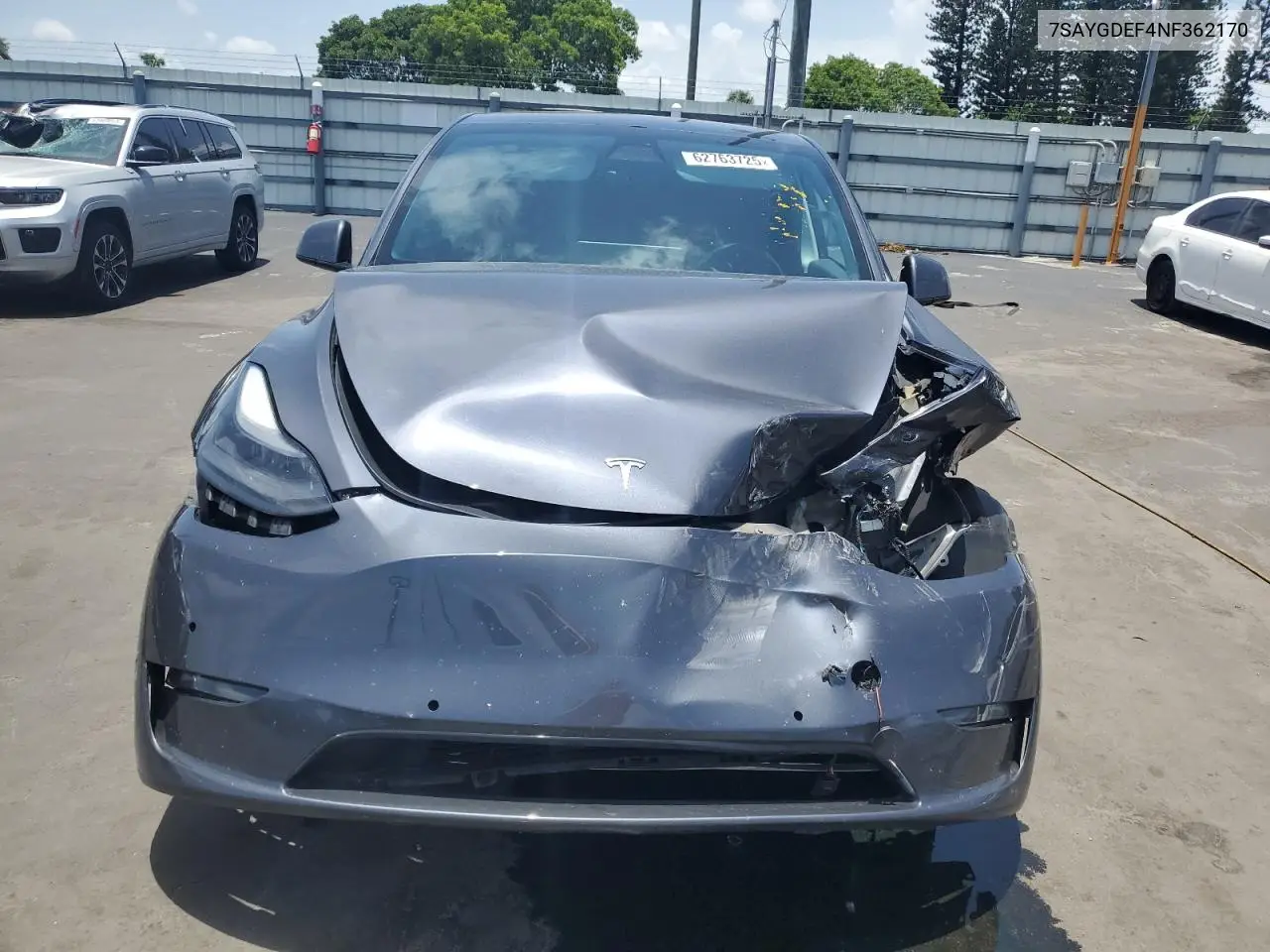 2022 Tesla Model Y VIN: 7SAYGDEF4NF362170 Lot: 62763725