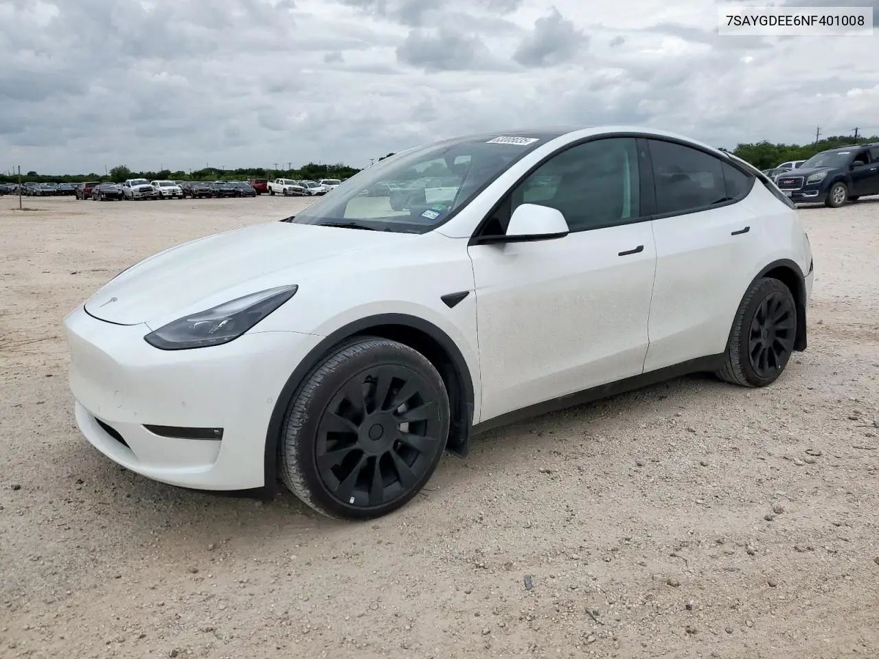 2022 Tesla Model Y VIN: 7SAYGDEE6NF401008 Lot: 63008035