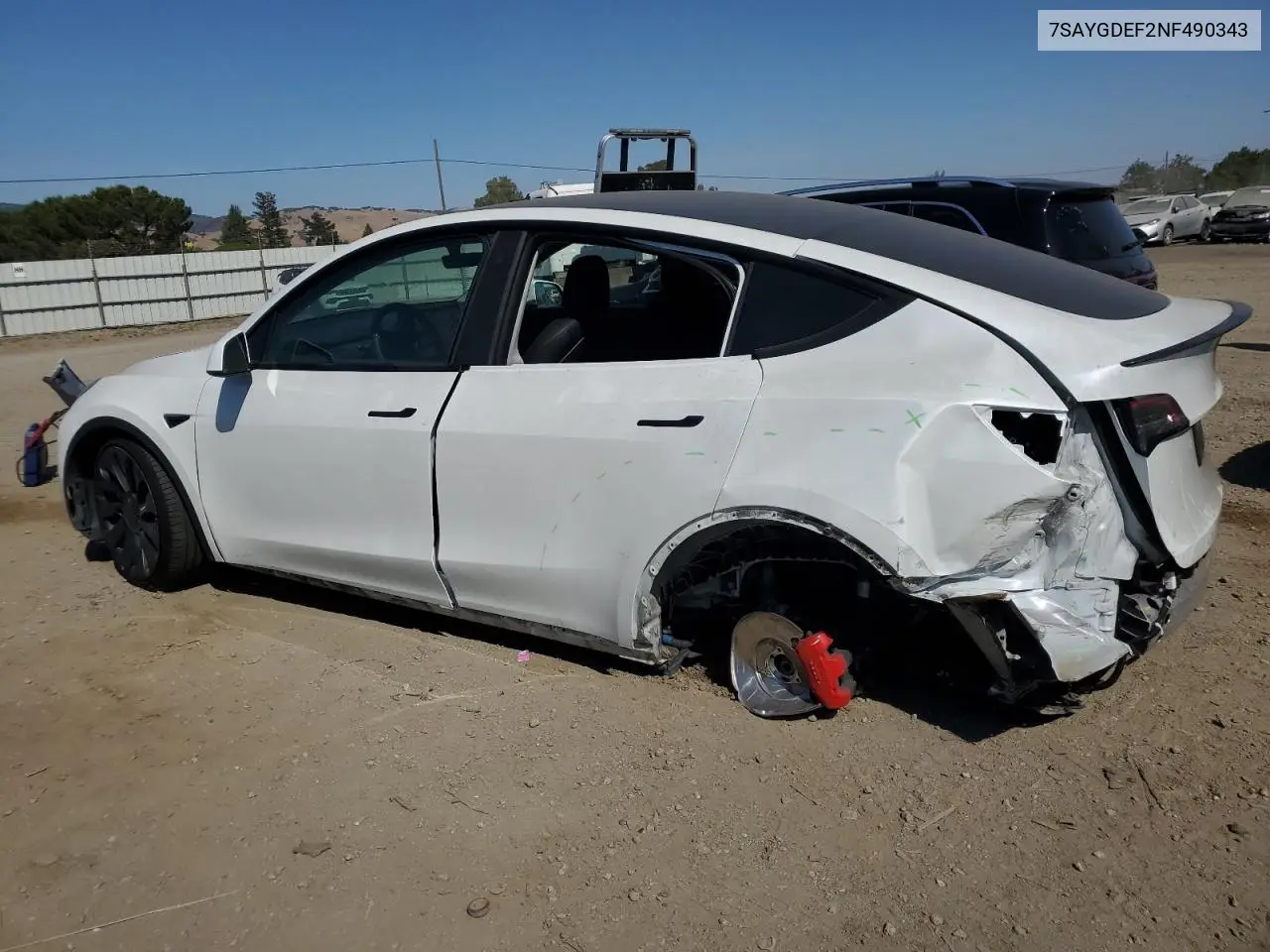 2022 Tesla Model Y VIN: 7SAYGDEF2NF490343 Lot: 63494385