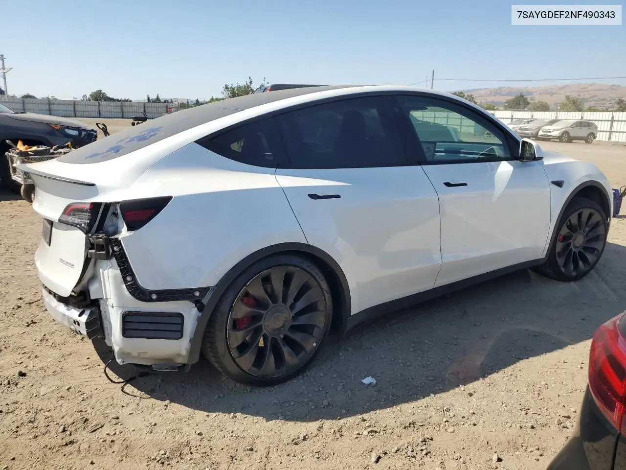 2022 Tesla Model Y VIN: 7SAYGDEF2NF490343 Lot: 63494385