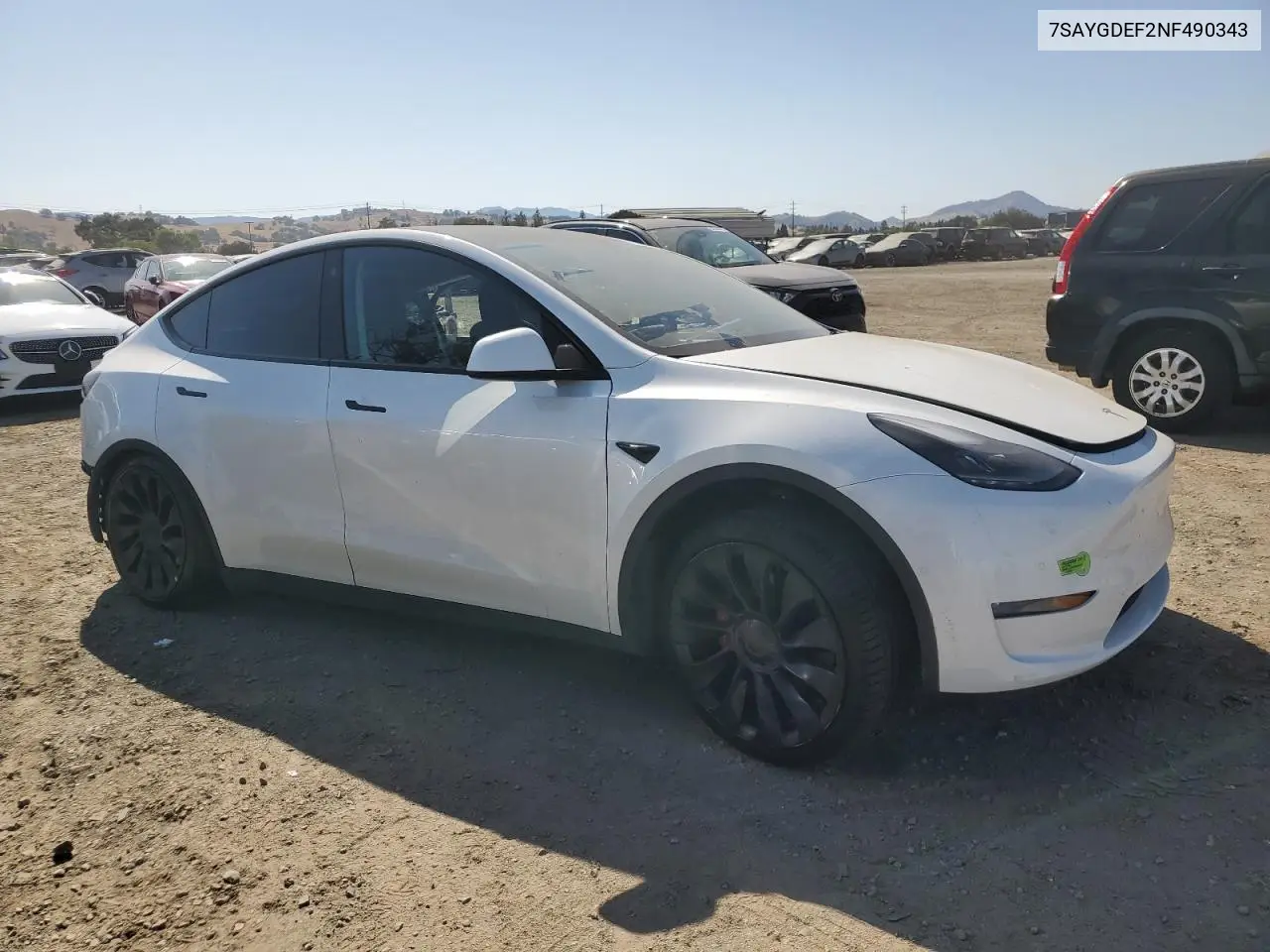 2022 Tesla Model Y VIN: 7SAYGDEF2NF490343 Lot: 63494385