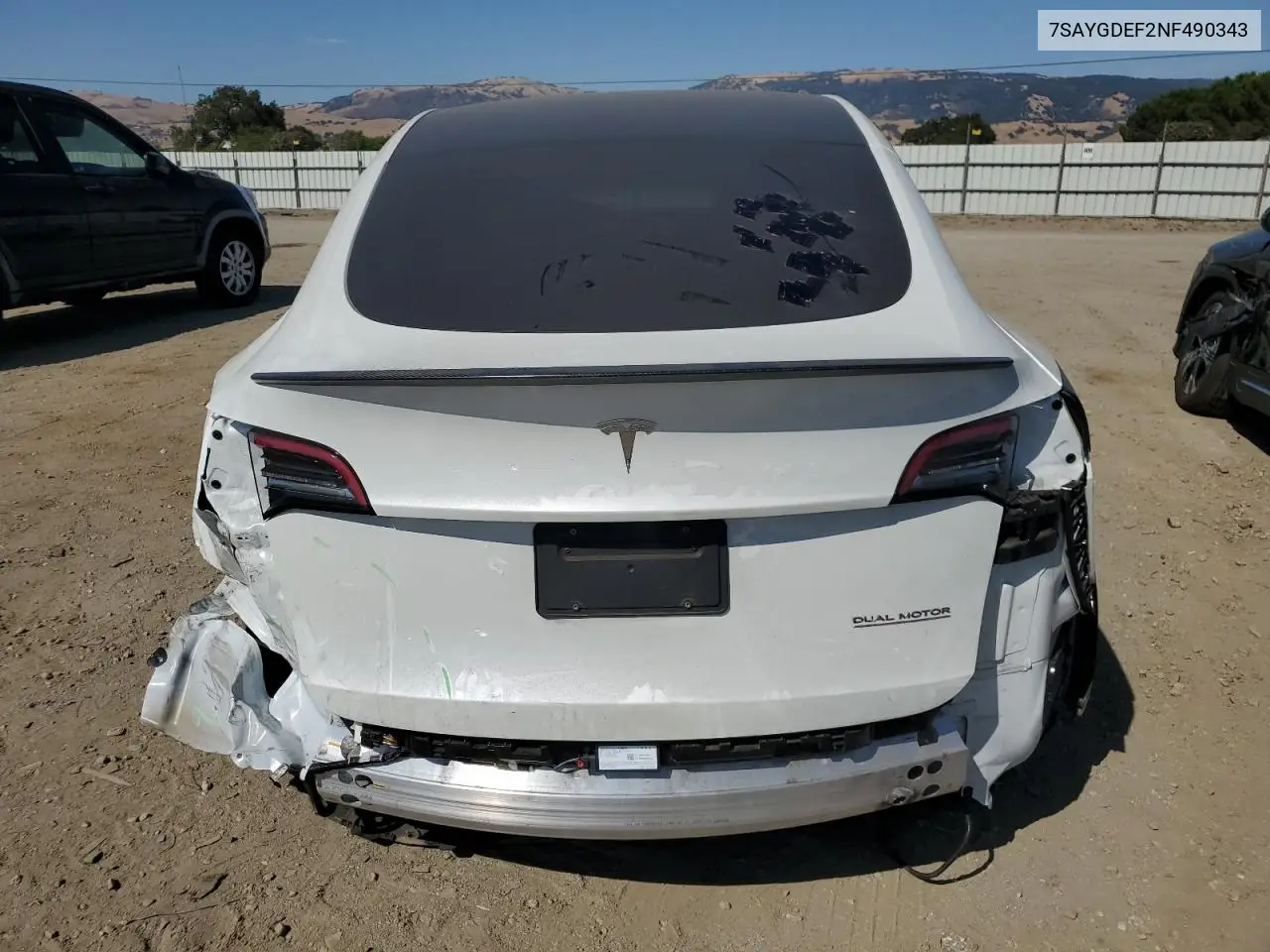 2022 Tesla Model Y VIN: 7SAYGDEF2NF490343 Lot: 63494385