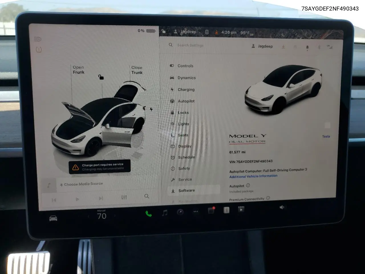 2022 Tesla Model Y VIN: 7SAYGDEF2NF490343 Lot: 63494385