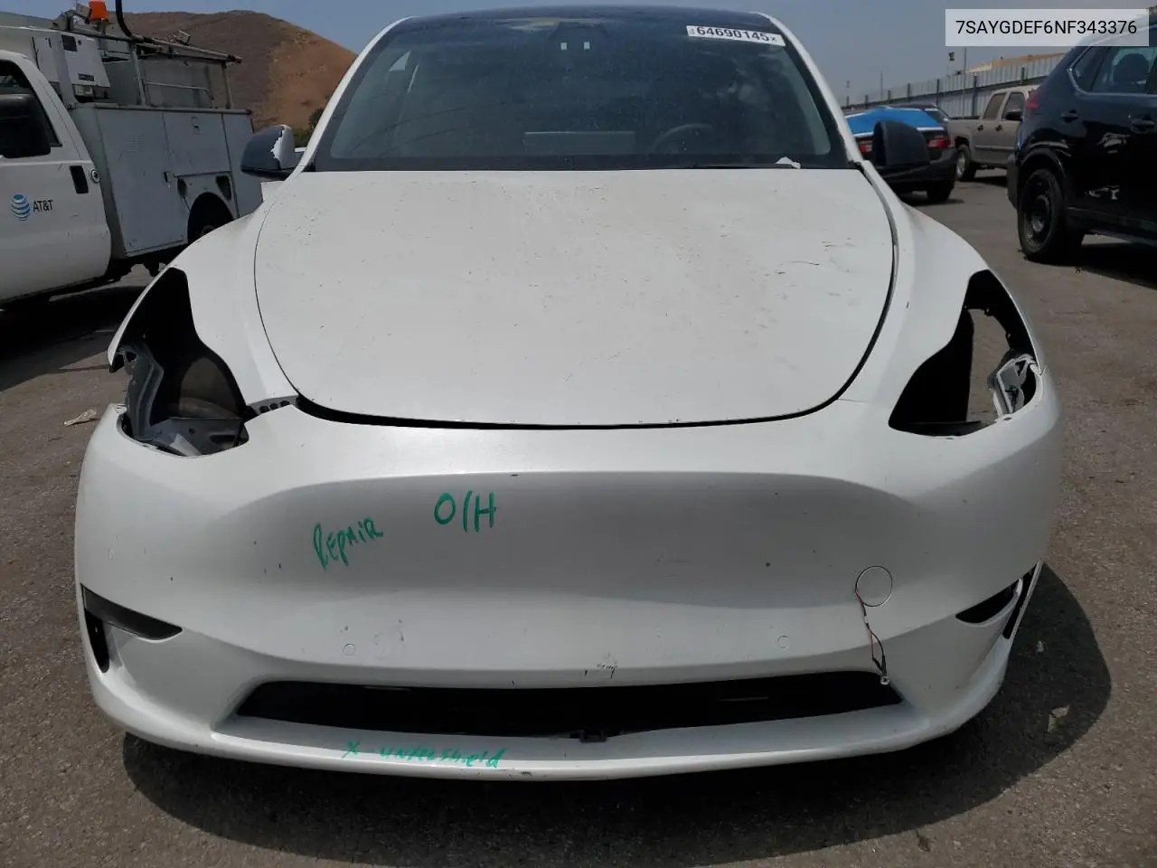 2022 Tesla Model Y VIN: 7SAYGDEF6NF343376 Lot: 64690145